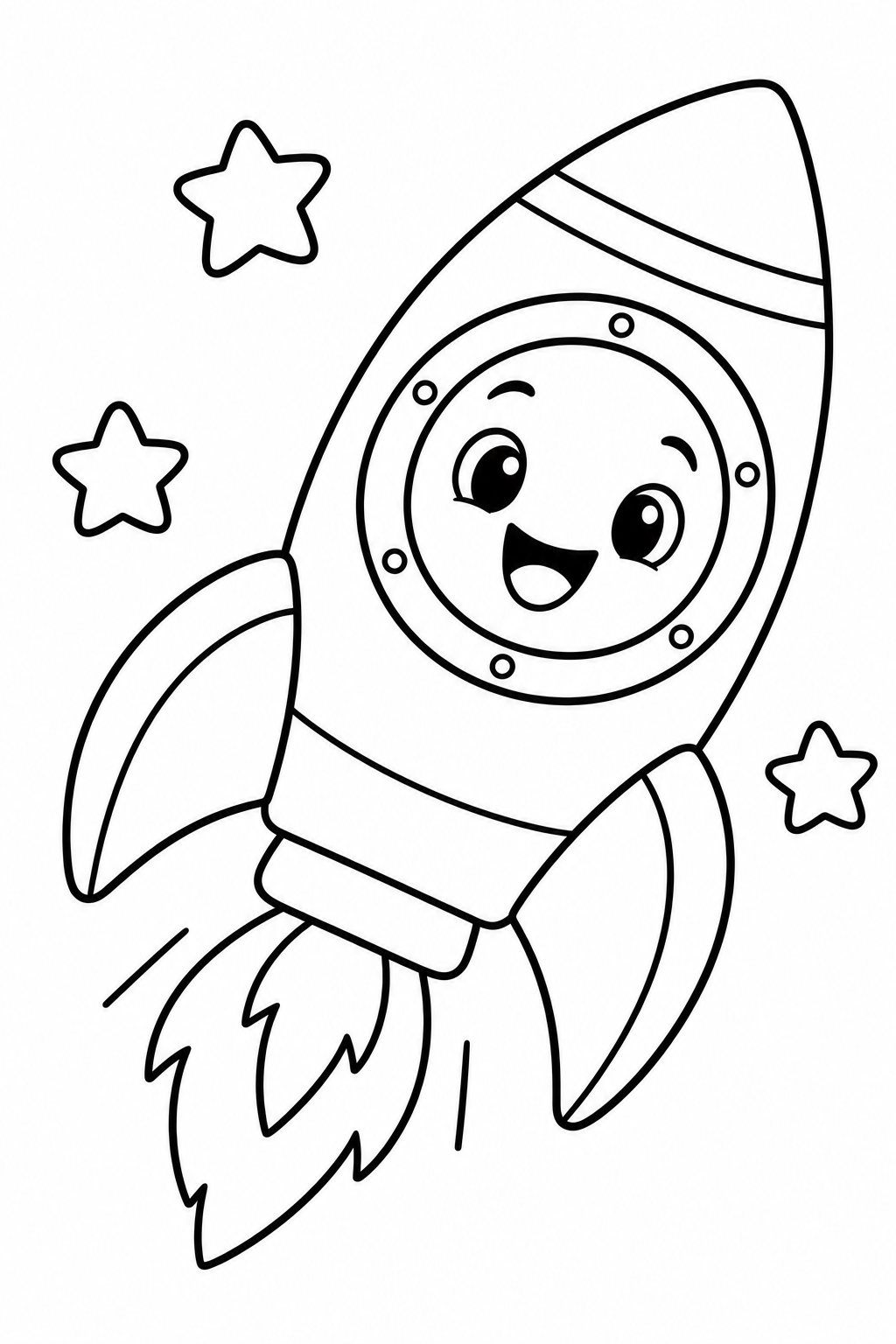 Desenho de foguete com estrelas para colorir