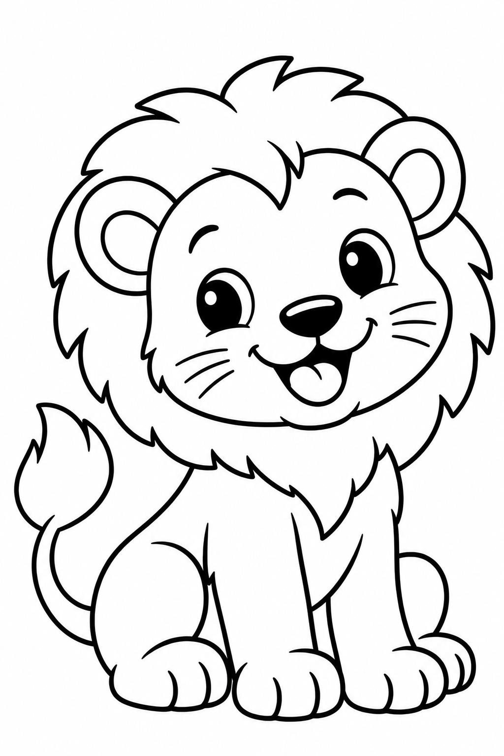Desenho de leão sentado para colorir