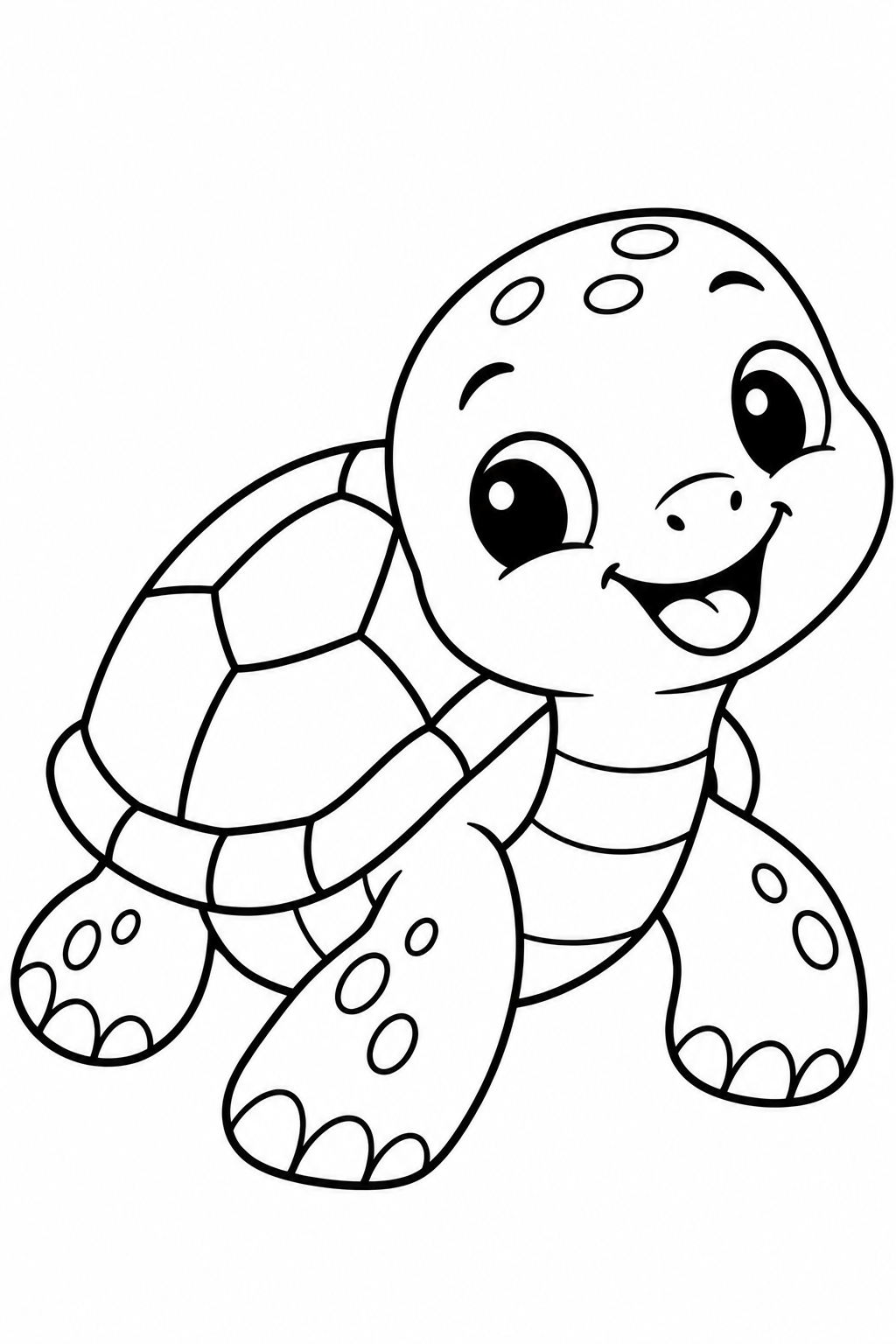 Desenho de tartaruga sorrindo para colorir
